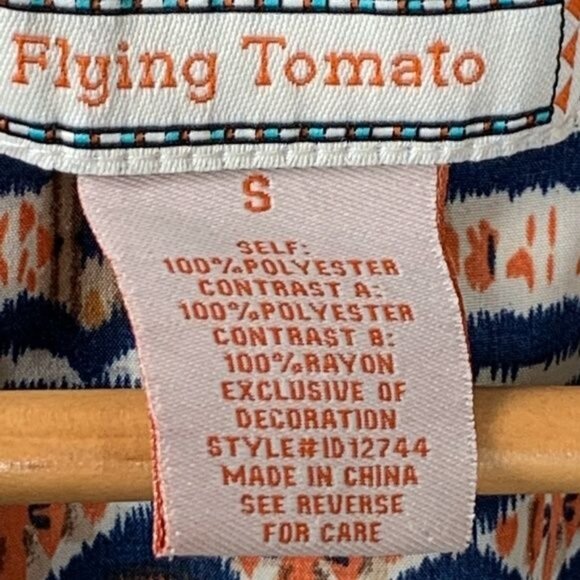 Flying Tomato Dress Womens Small Mini Boho Bell Sleeve Peasant Fall Casual Blue - Picture 9 of 9